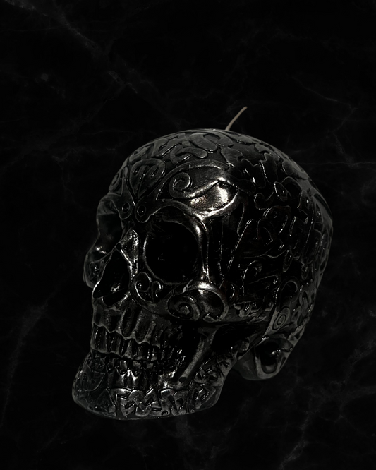 Dark Enchantment Silver Skull Candle